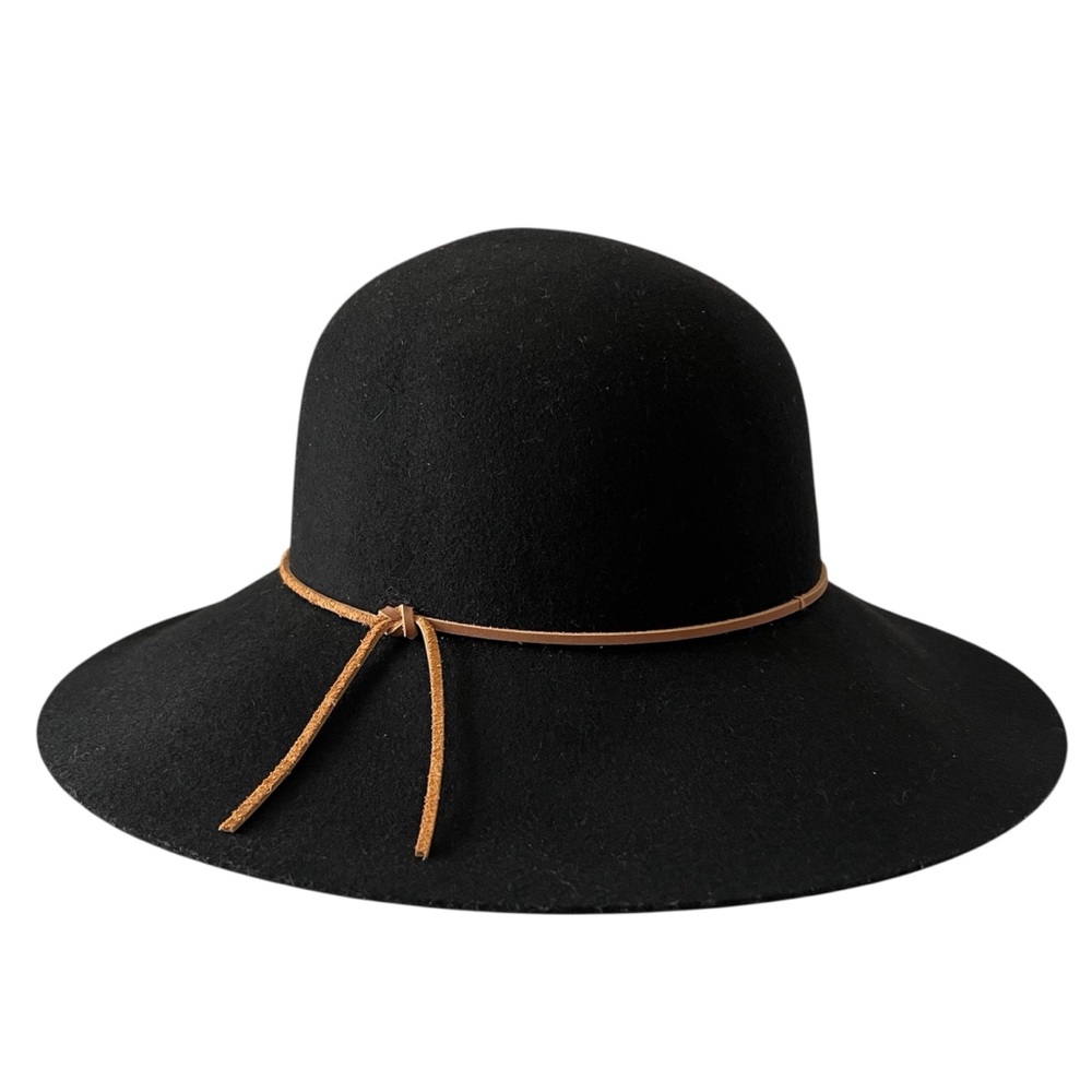 Phenix 100% Wool Wide Brim Floppy Hat Black Leather Trim New OS Western - Picture 7 of 12